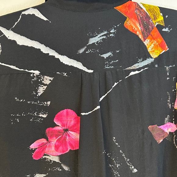 Alice + Olivia Willa Floral Print Silk Placket Blouse Top Size L - Picture 8 of 9